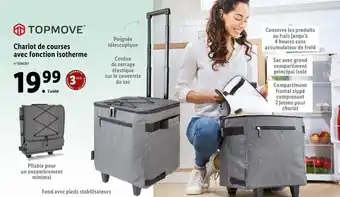 Lidl Top Move Chariot de Courses Avec Fonction Isotherme offre