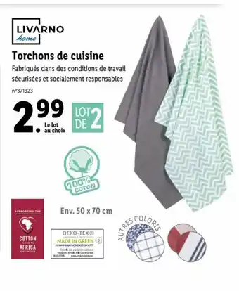 Lidl Livarno Torchons de Cuisine offre