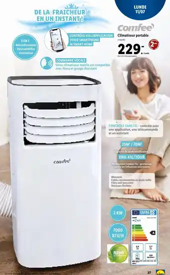 Lidl Comfee Climatiseur Portable offre