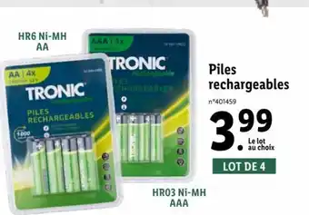 Lidl Piles Rechargeables offre