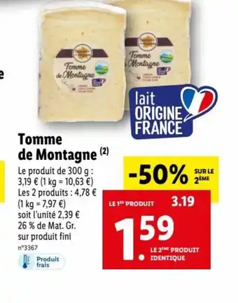 Lidl Tomme de Montagne offre