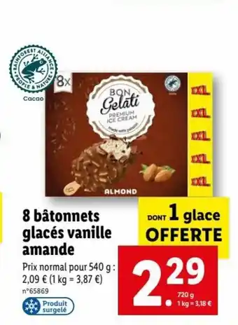Lidl 8 Bâtonnets Glacés Vanille Amade offre