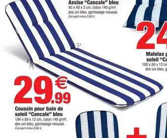 Bazarland Coussin Pour Bain de Soleil Cancale Bleu offre