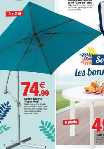 Bazarland Parasol Déporté Super King offre