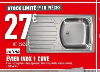 Batkor Évier Inox 1 Cuve offre