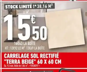 Carrelage Sol Rectifié "Terra Beige" 60 x 60 cm