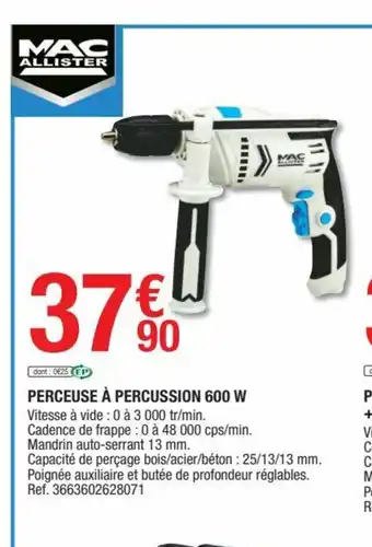 Brico Dépôt Perceuse À Percussion 600W offre