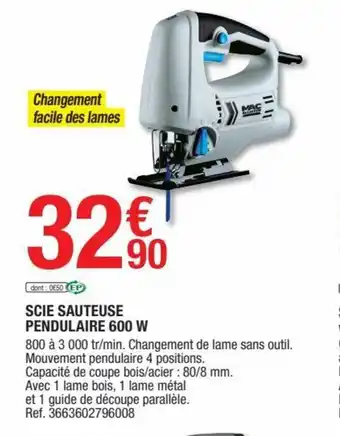 Brico Dépôt Scie Sauteuse Pendulaire 600 W offre