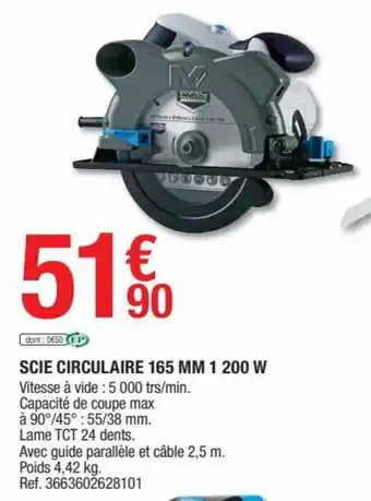 Brico Dépôt Scie Circulaire 165 MM 1 200 W offre