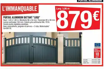 Brico Dépôt Portail Aluminium Battant "Lugo" offre