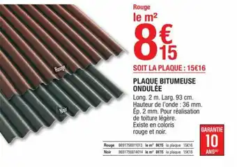 Brico Dépôt Plaque Bitumeuse Ondulée offre