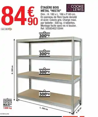 Brico Dépôt Étagère Bois Mètal "Hecta" offre