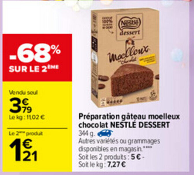 Promo Preparation Gateau Moelleux Chocolat Chez Carrefour