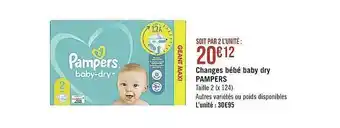 Casino Supermarchés Changes Bébé Baby Dry Pampers offre