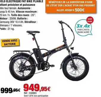Autobacs Vélo électrique Fat Bike Pliable offre