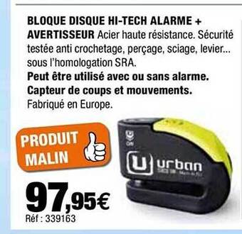 Autobacs Bloque Disque Hi-tech Alarme + Avertisseur offre