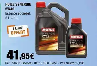 Autobacs Huile Synergie 5w40 Motul offre