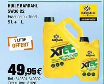 Autobacs Huile Bardahl 5w30 C2 Xtec offre