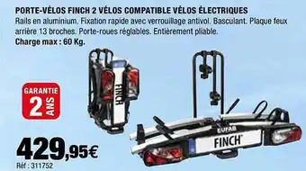 Autobacs Porte-vélo Finch 2 Vélos Compatible Vélos électriques offre