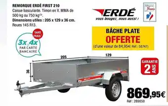 Autobacs Remorque Erdé First 210 offre