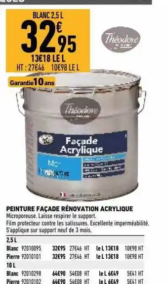 Brico Cash Peinture Façade Rénovation Acrylique Théodore offre