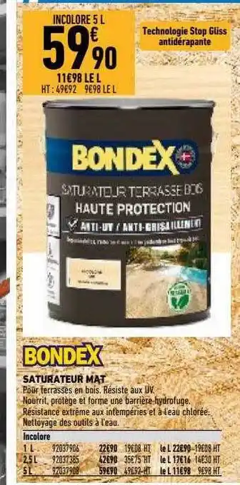 Brico Cash Saturateur Mat Bondex offre
