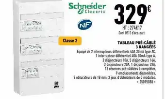 Brico Cash Tableau Pré-câblé 3 Rangées Schneider électic offre