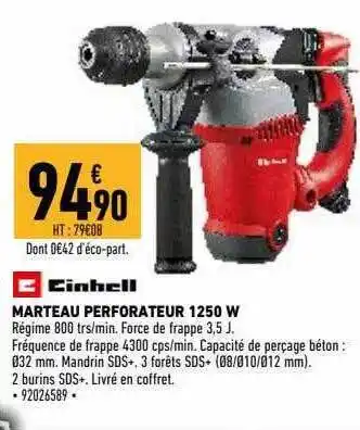 Brico Cash Marteau Perforateur 1250 W Einhell offre