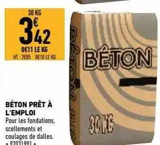 Brico Cash Béton Prêt à L'emploi offre