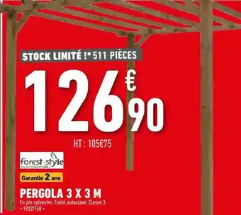 Brico Cash Pergola 3 X 3 M Forest-style offre