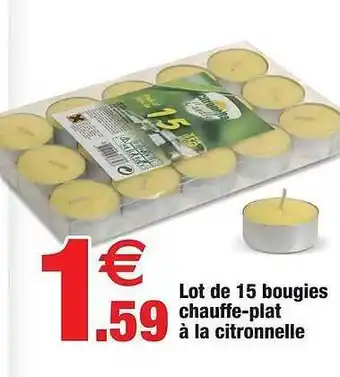 Bazarland Lot De 15 Bougies Chauffe-plat à La Citronnelle offre