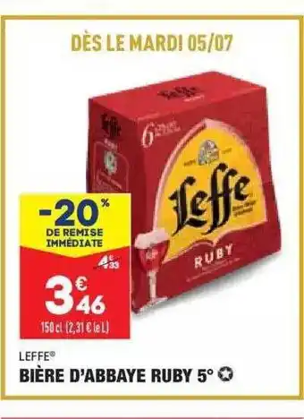 ALDI Bière D'abbaye Ruby 5° Leffe offre