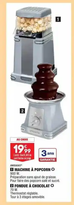 ALDI Machine à Popcorn Ambiano, Fondue à Chocolat Ambiano offre