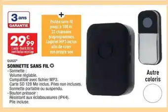 ALDI Sonnette Sans Fil Quigg offre