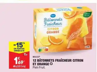 ALDI 12 Bâtonnets Fraîcheur Citron Et Orange Mucci offre
