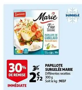 Auchan Papillote Surgelée Marie offre
