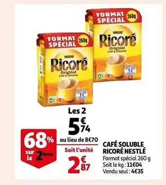 Auchan Café Soluble Ricoré Nestlé offre