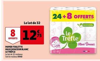 Auchan Papier Toilette Maxi Douceur Blanc Le Trèfle offre