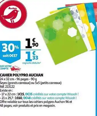 Auchan Cahier Polypro Auchan offre