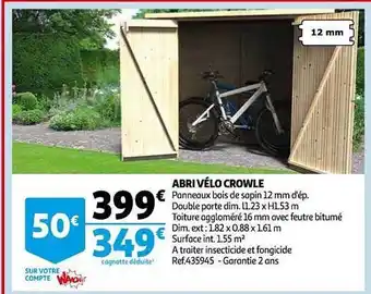 Auchan Abri Vélo Crowle offre
