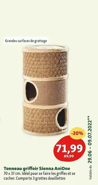 Maxi Zoo Tonneau Griffoir Sienna Anione offre