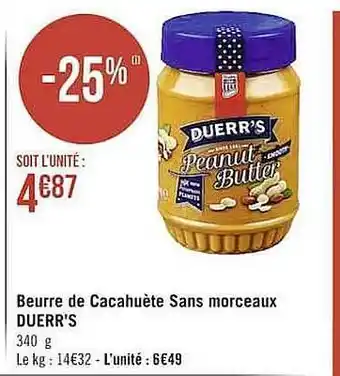 Casino Supermarchés Beurre De Cacahuètes Sans Morceaux Duerr's offre
