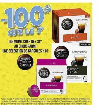 Casino Supermarchés Sélection De Capsules X 16 Nescafé Dolce Gusto offre