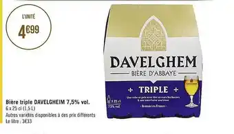 Casino Supermarchés Bière Triple Davelgheim 7.5% Vol offre