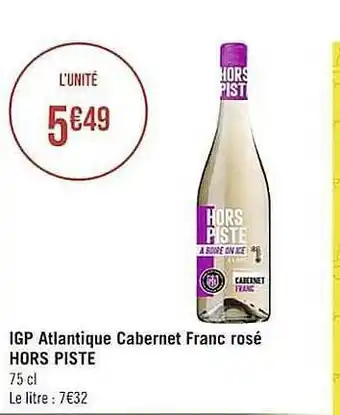 Casino Supermarchés Igp Atlantique Cabernet Franc Rosé Hors Piste offre