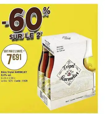 Casino Supermarchés Bière Tripel Karmeliet 8.4% Vol offre