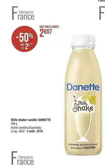 Casino Supermarchés Milk Shake Vanille Danette offre