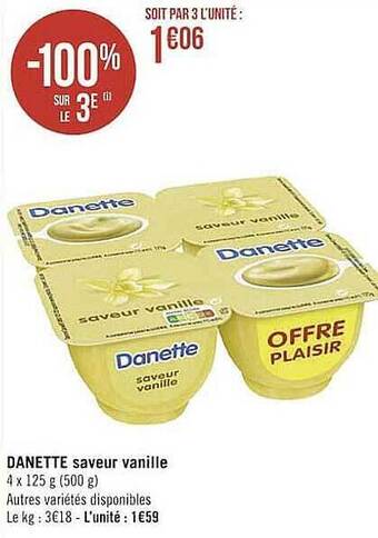 Casino Supermarchés Danette Saveur Vanille offre