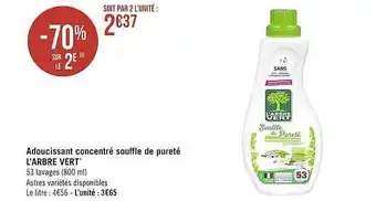 Casino Supermarchés Adoucissant Concentré Souffle De Pureté L'arbre Vert offre