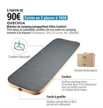 Decathlon QUECHUA matelas de camping autogonflant ultim comfort offre